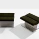 Pair of ottomans by Paul Geoffroy, brushed steel and alcantara, 1975