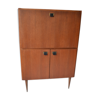 Scandinavian writing desk 60s teak and leather
