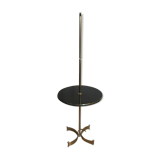 Lampadaire guéridon en laiton doré et bois en tecks design 70