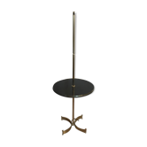Guéridon lamp in Golden Brass and teak wood design 70