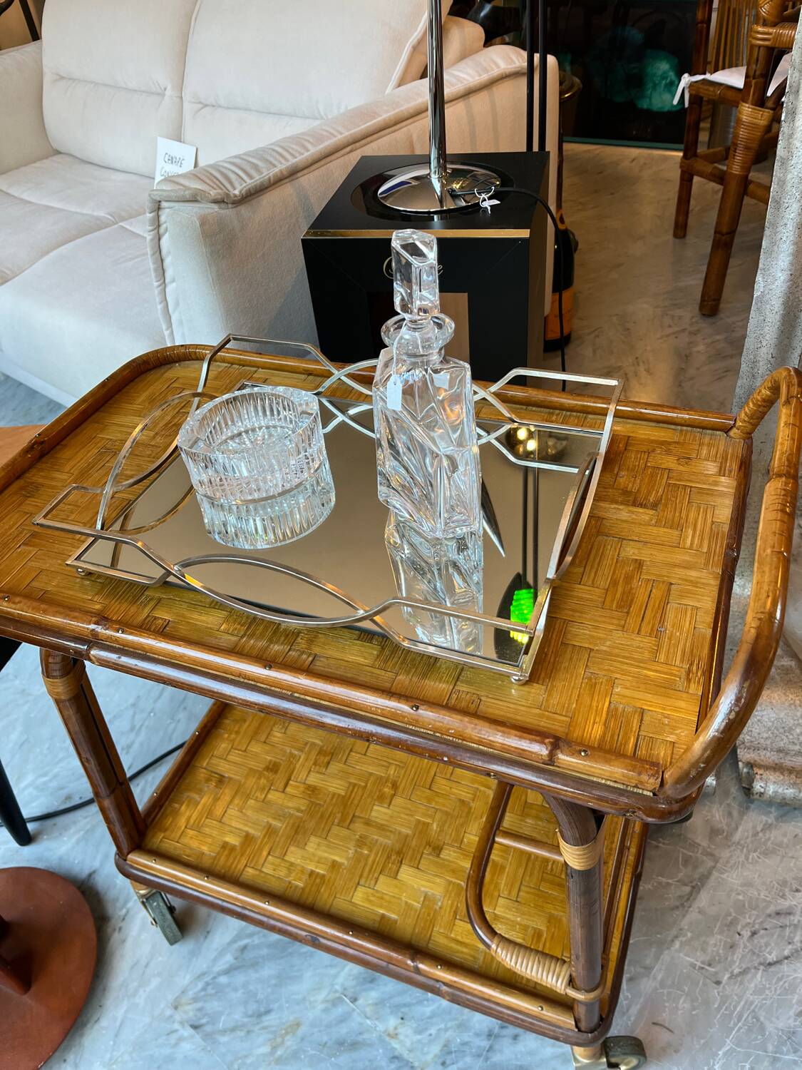 Bamboo serving trolley 1960