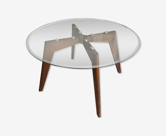 Table ronde verre et bois AMPM | Selency