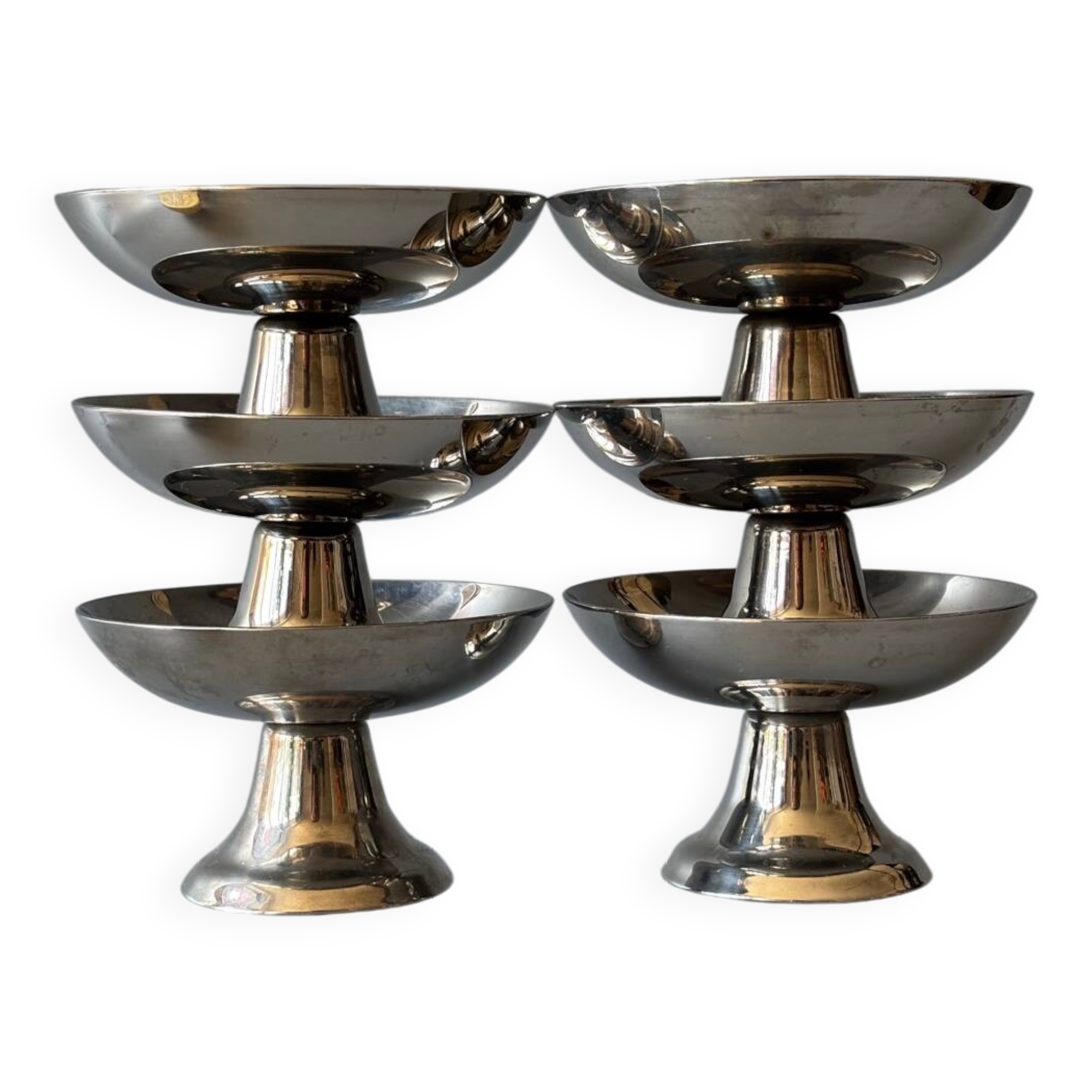 Ice cream cups, stainless steel dessert, 1970