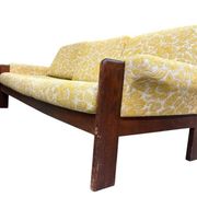 Vintage wooden sofa / armchair with yellow accent