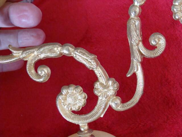 Vintage alabaster and brass candlestick