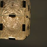 Mid-Century Square Clear Glass Pendant by K. Šenov, 1960s, Czechoslovakia