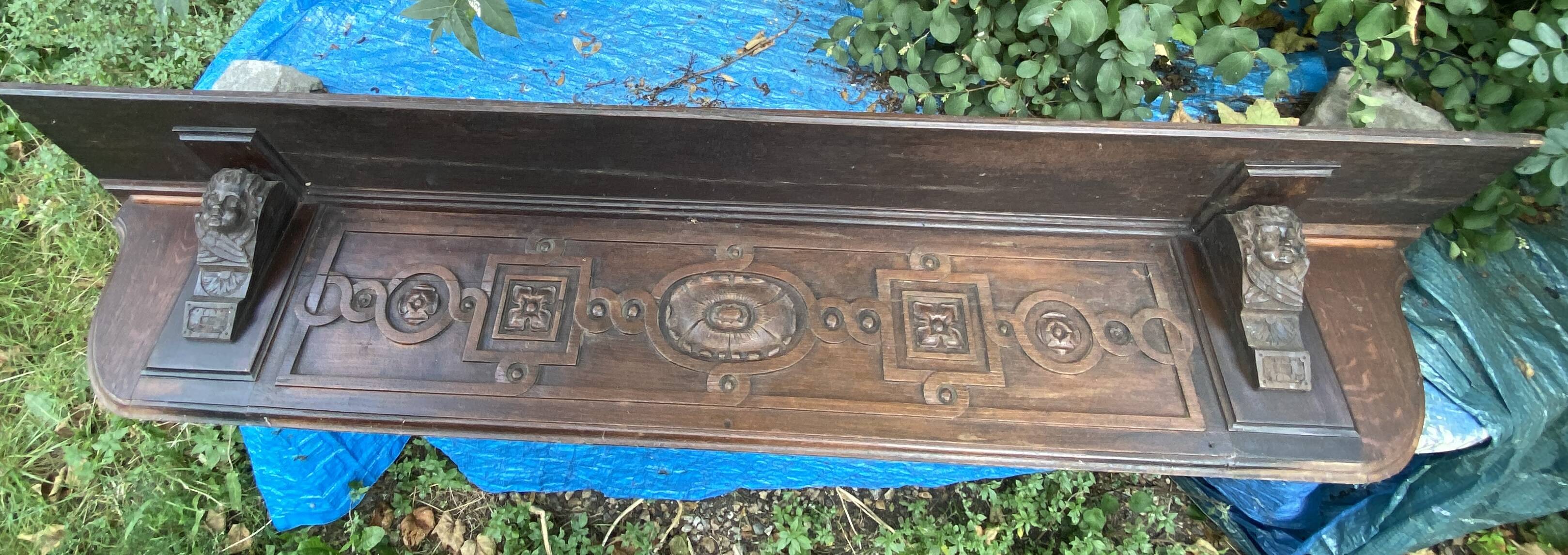 Large old solid wood shelf