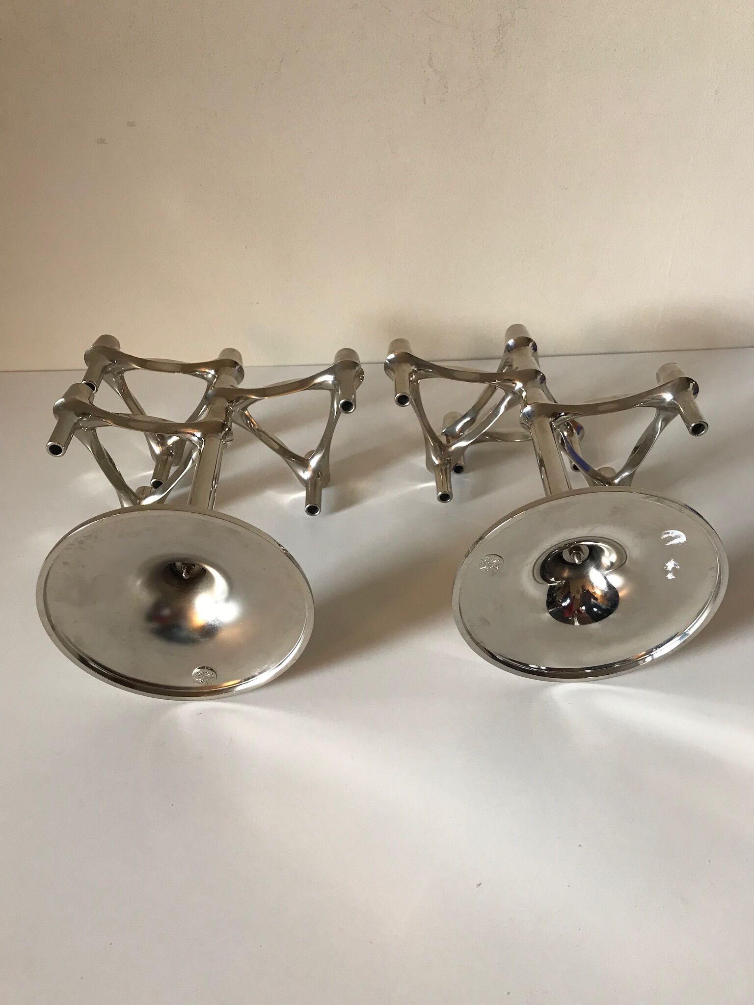 Paire de bougeoirs Nagel BFM de Ceasar Stoffi & Fritz design années 70