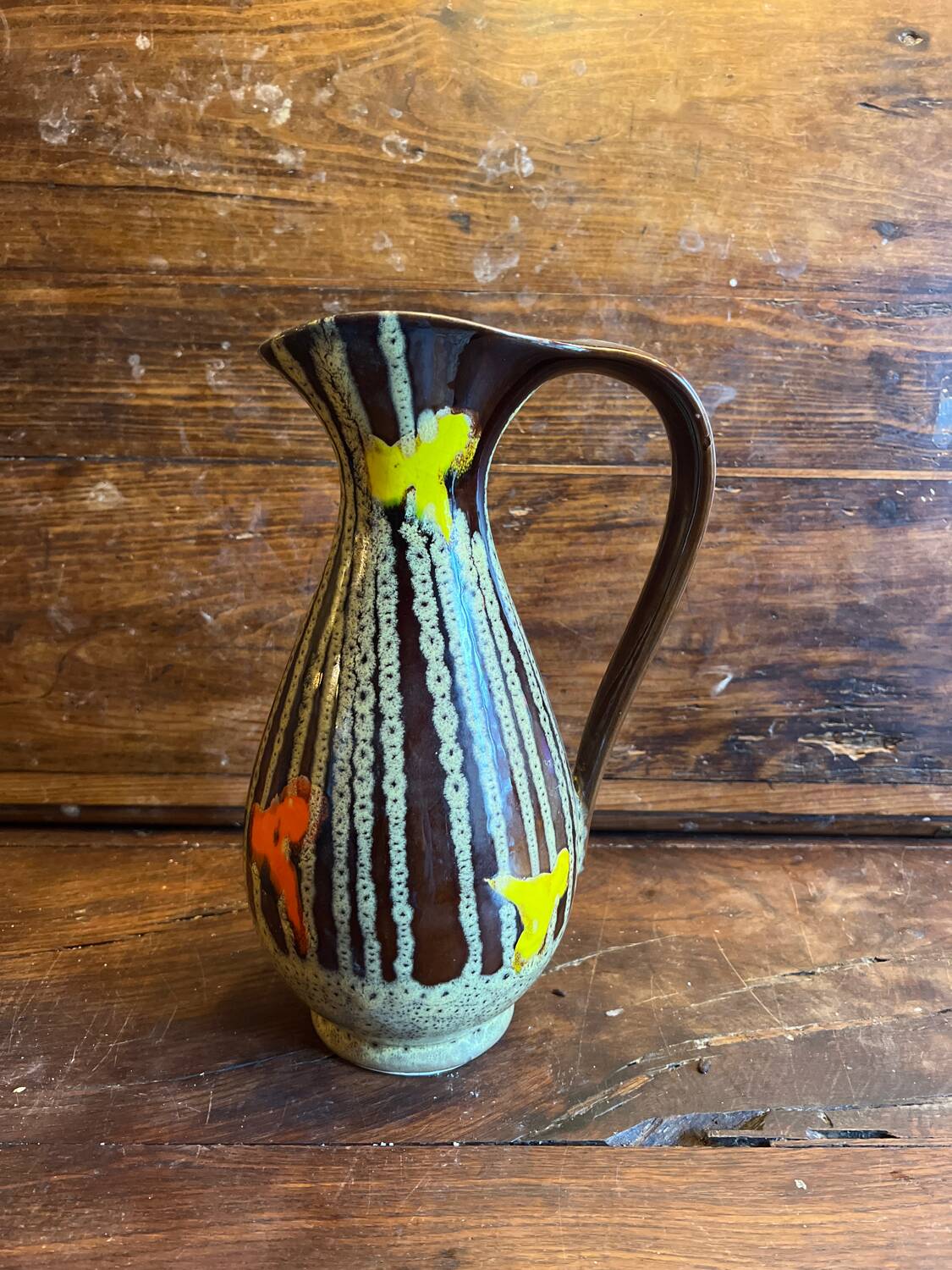 Vase vintage marron Brigitte France des années 1960