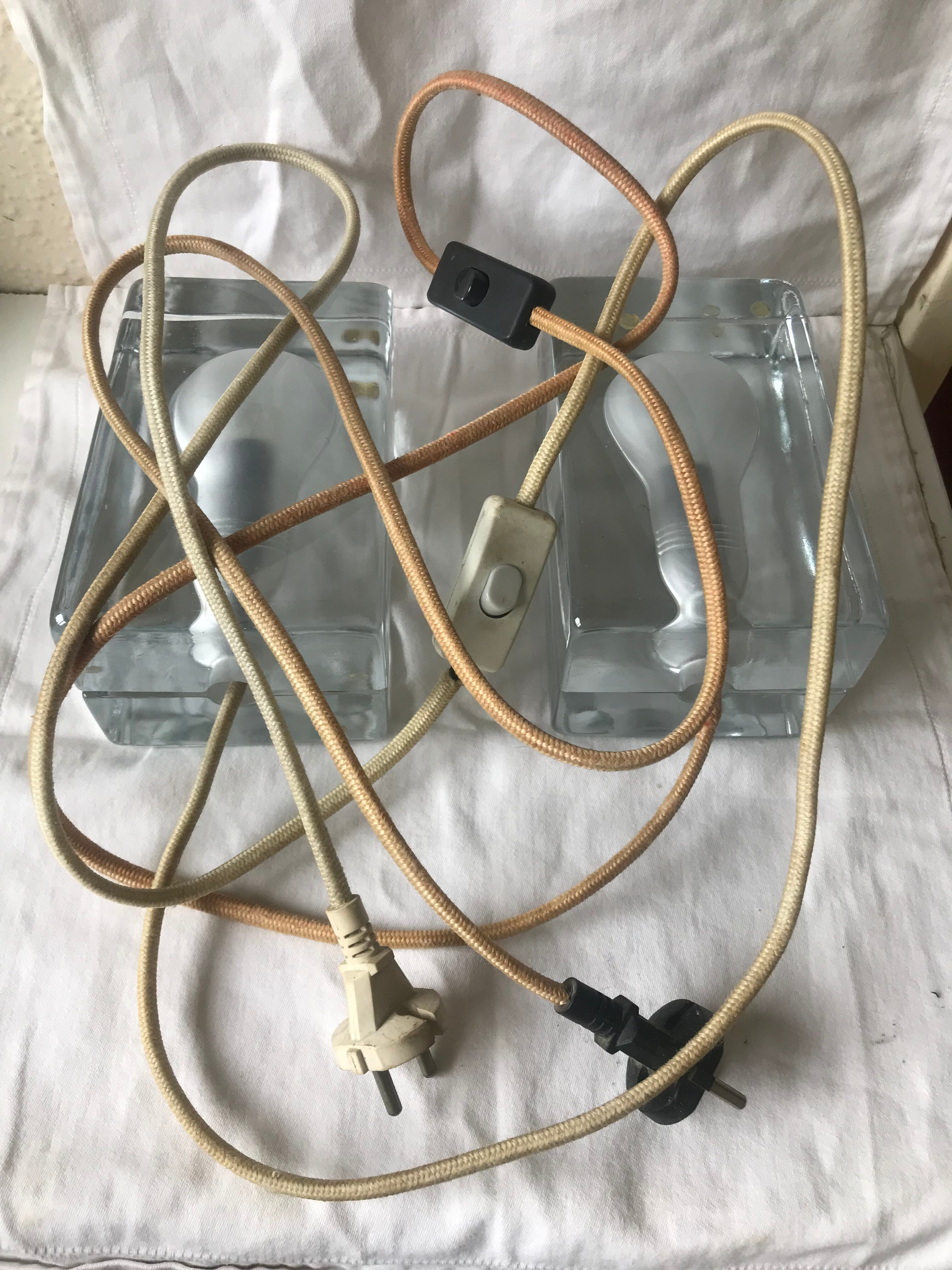 Pair of glass block lamps