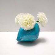 Teal Lacquered Ceramic Tulip Vase / Pen Holder by Giacomo Onestini for Ernestine Salerno