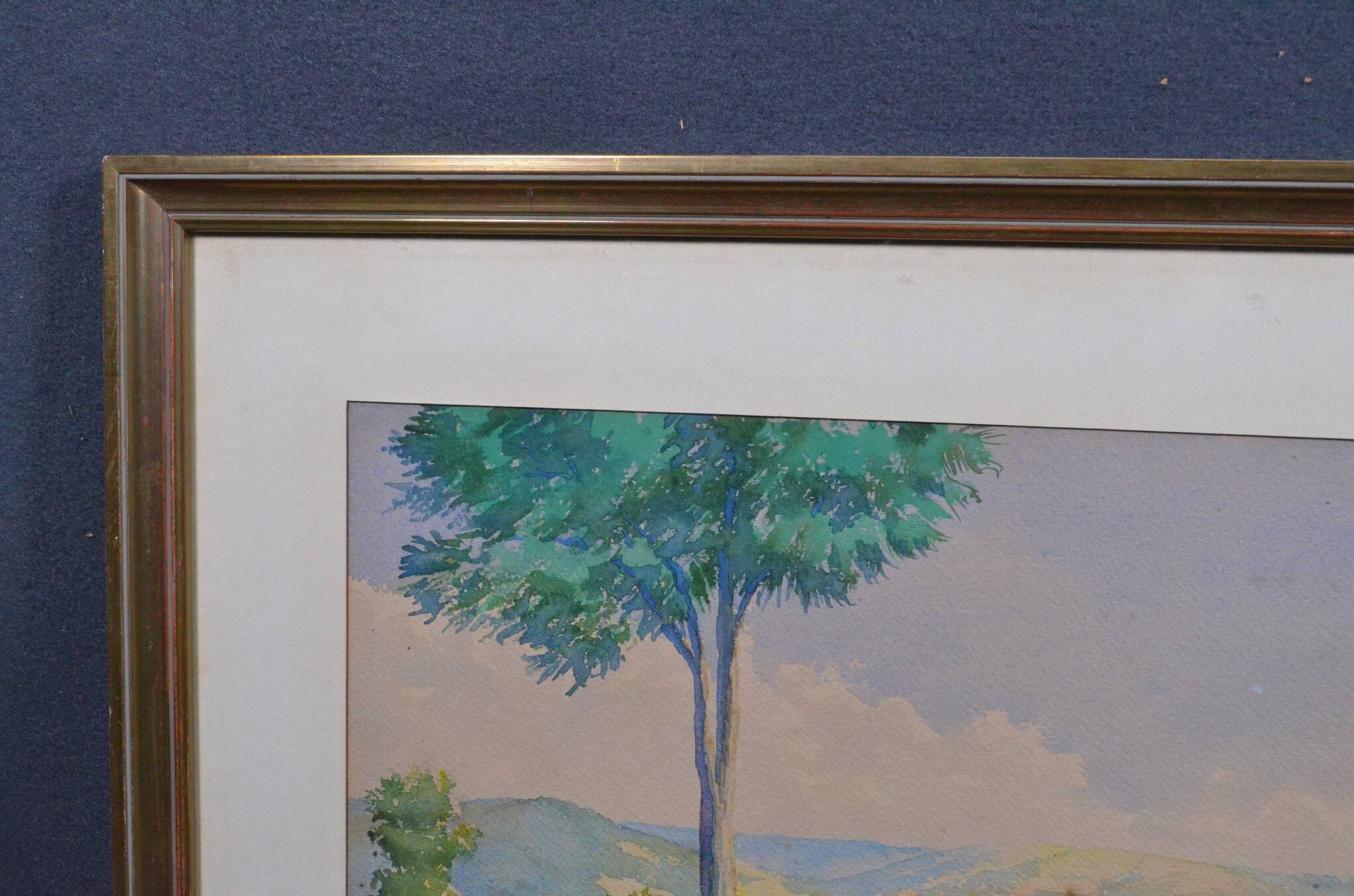 JL PONT (20th century) "Hilly Landscape" Signed watercolour
