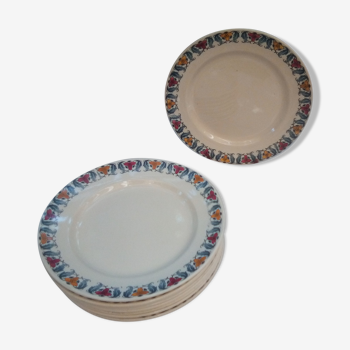 10 assiettes plates Terre de Fer Berthe / Longchamp