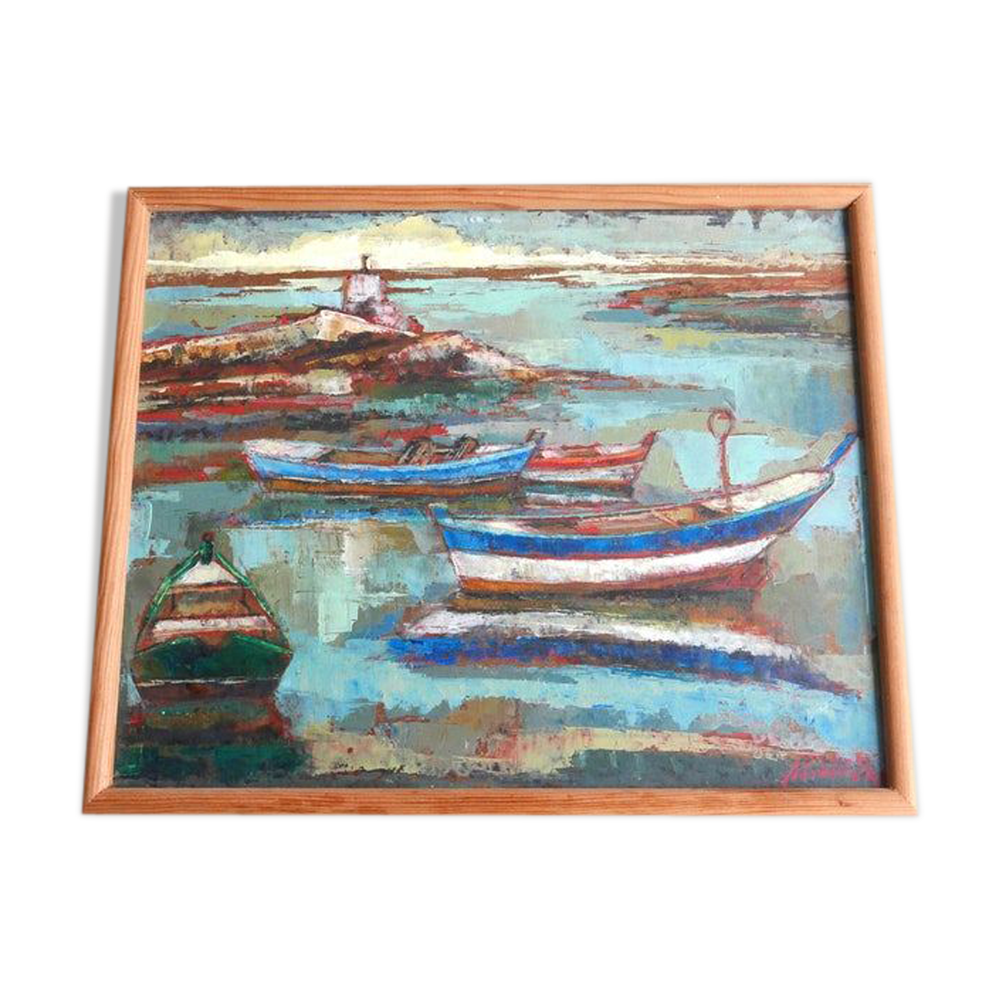 Painting, Marine to boats by Paul Kérouédan, 70s
