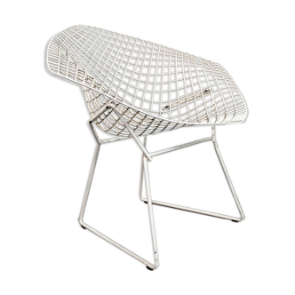 Fauteuil Diamond blanc par Harry Bertoia 1ere edition pour Knoll, 1990