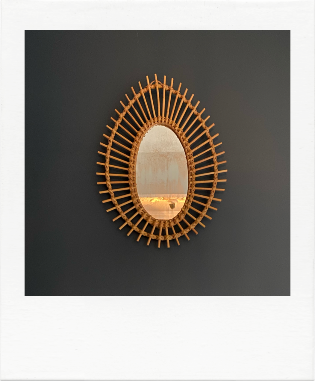 Vintage rattan sun mirror