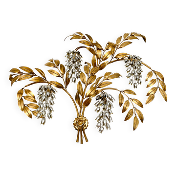 Hollywood Regency palm leaf wall lamp by Hans Kögl