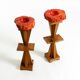 Two mid-century standing ashtrays consisting of red Alabaster cup