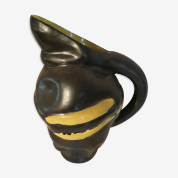 Yellow and Black ceramic pitcher