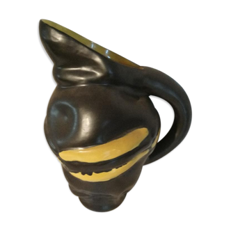 Yellow and Black ceramic pitcher