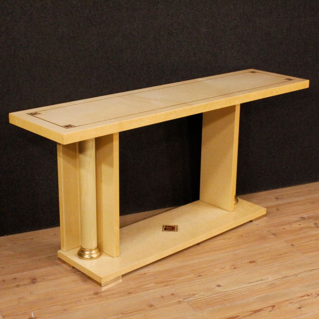 Italian console in exotic wood from 20th century