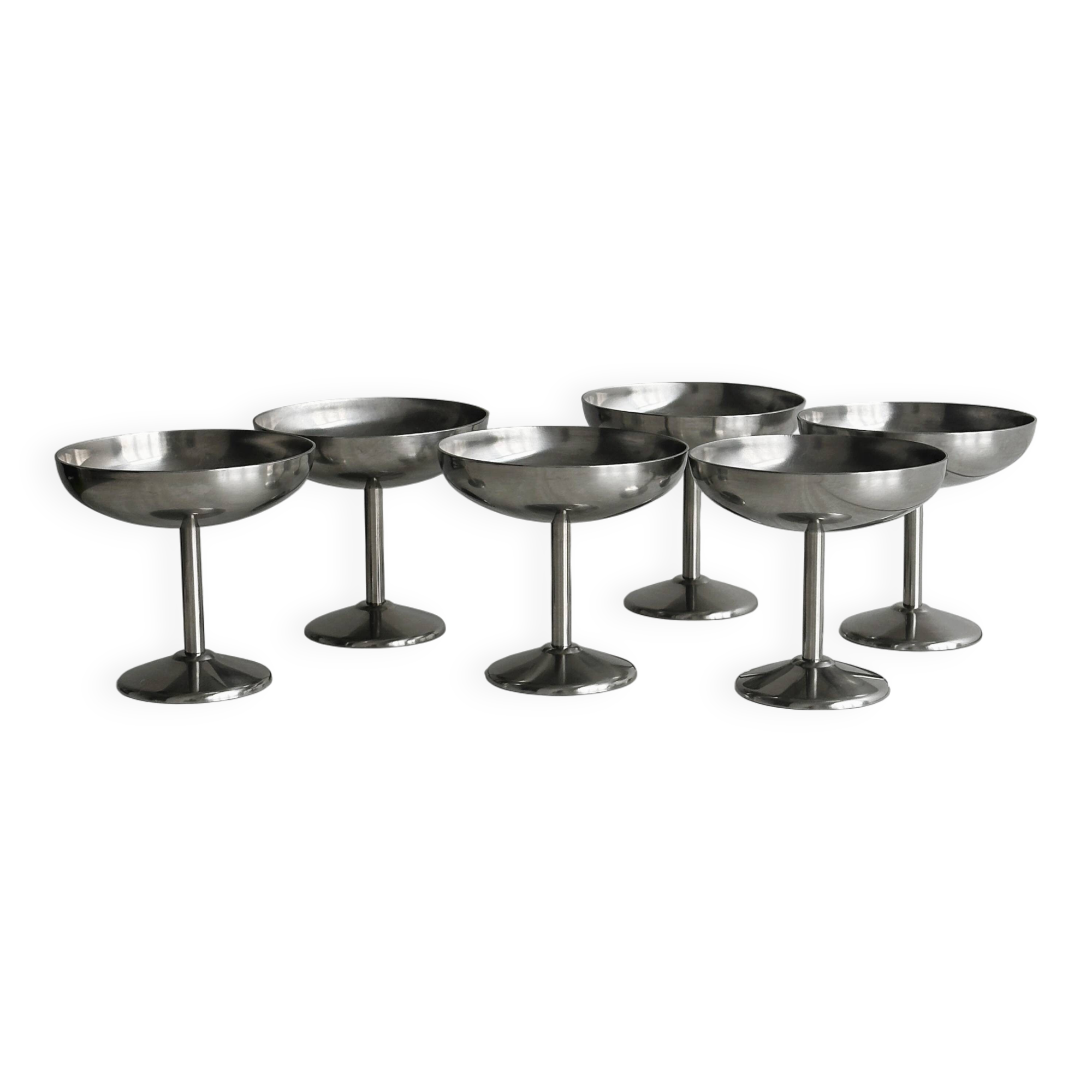 6 coupelles sur pied en inox style Letang Remy