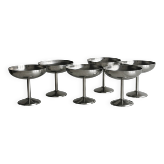 6 coupelles sur pied en inox style Letang Remy