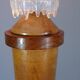Antique opalescent glass and wood lamp, attributed to Ezan, 61 cm, C786