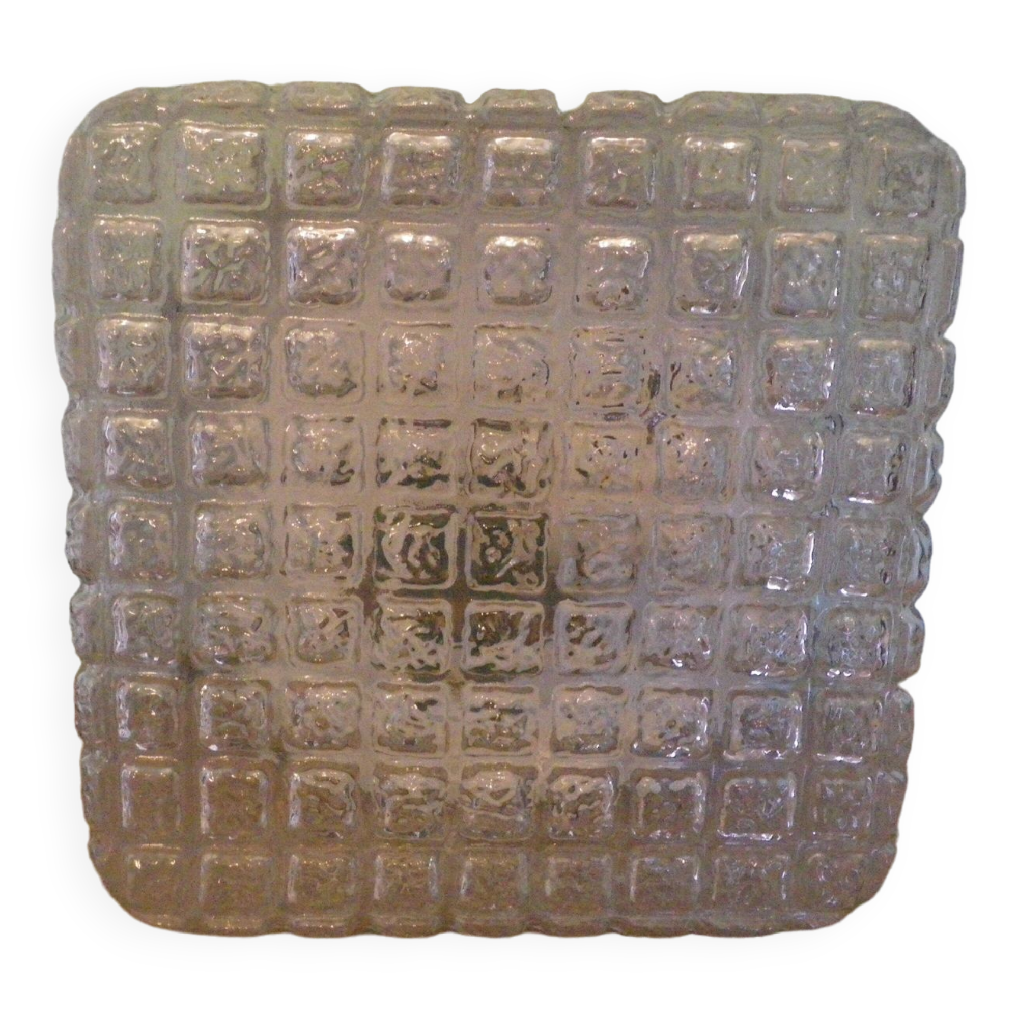 Pressed glass ceiling light, porcelain socket