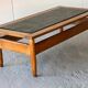 Vintage 1960s oak coffee table with slate top