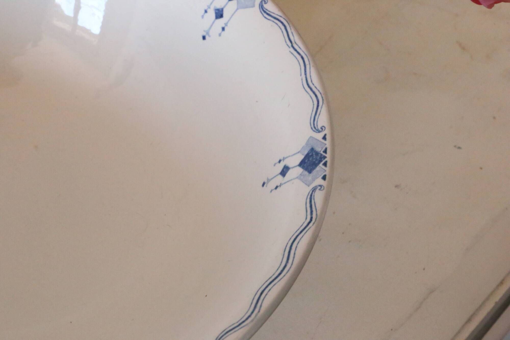 Large Terre de Fer salad bowl, Saphir model, Sarreguemines, French manufacturer
