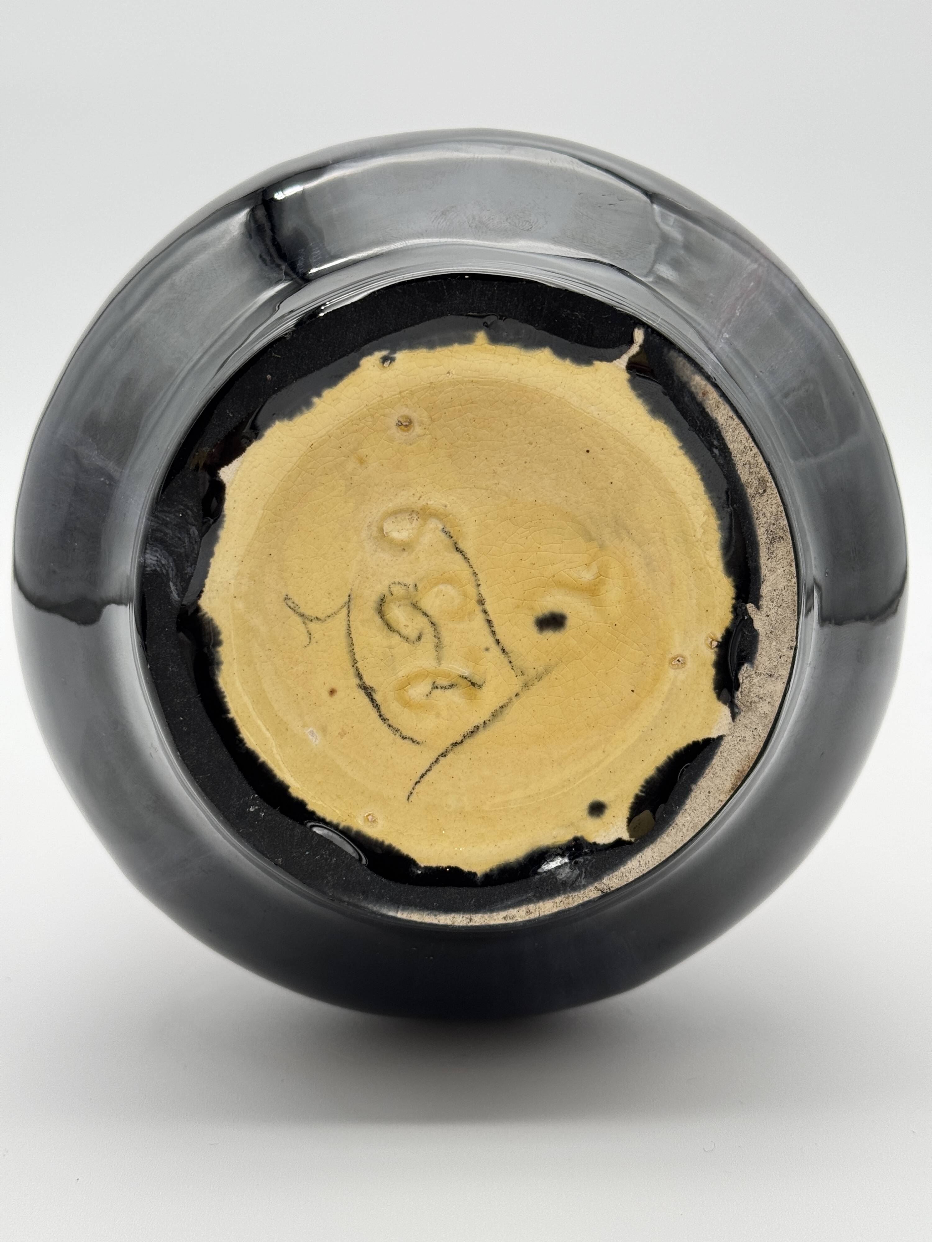 Art Deco Vase Thulin – Turquoise & Amber Ceramic – Relief No. 239/721