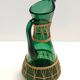 Green Hand Blown Glass and Wicker Jug / Vase, Empoli, Italy