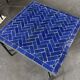 Square coffee table in Majorelle blue zellige, handmade – 60 × 60 cm
