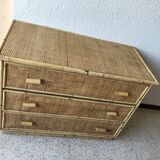 Vintage rattan chest of drawers