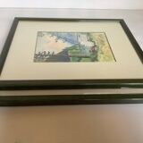 Pair of watercolor nature landscape frames
