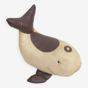 Vintage whale therapeutic toy by Renate Müller for H. Josef Leven, Sonneberg, 1960s