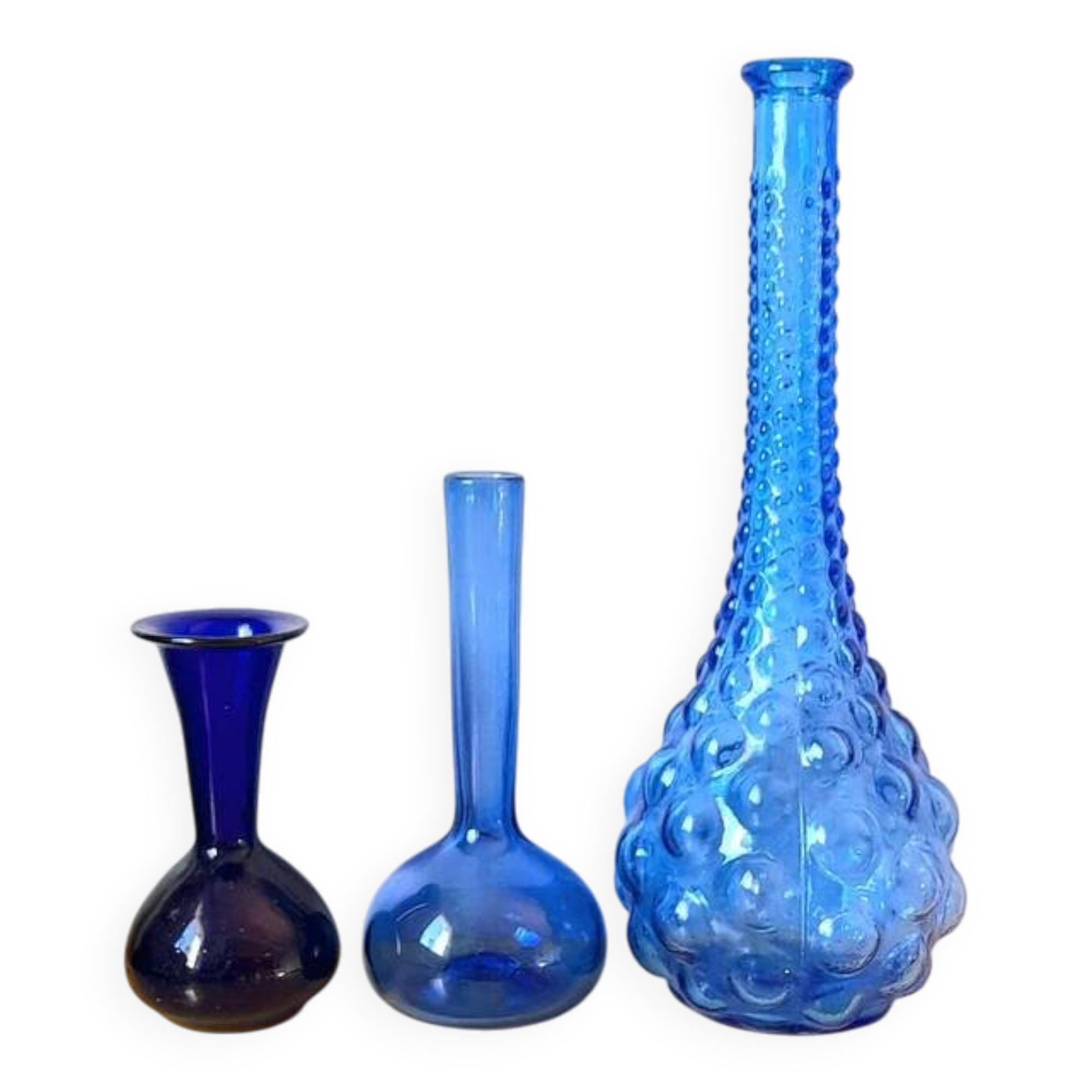Blue glass bud vase