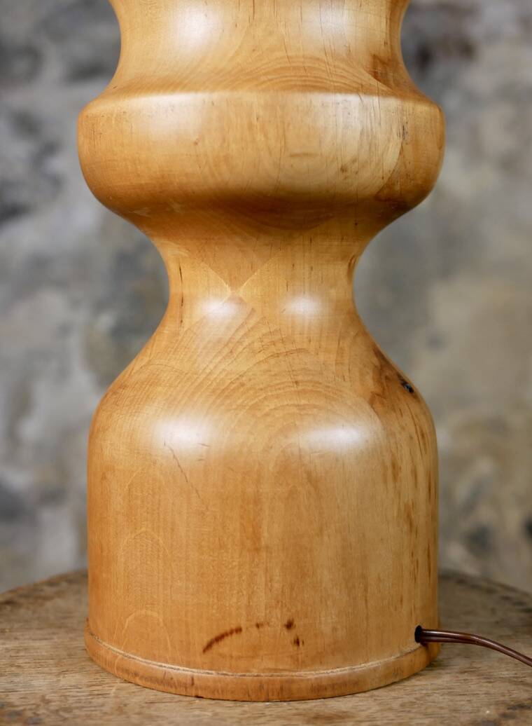 Large turned wooden lamp base, French work, 1960s