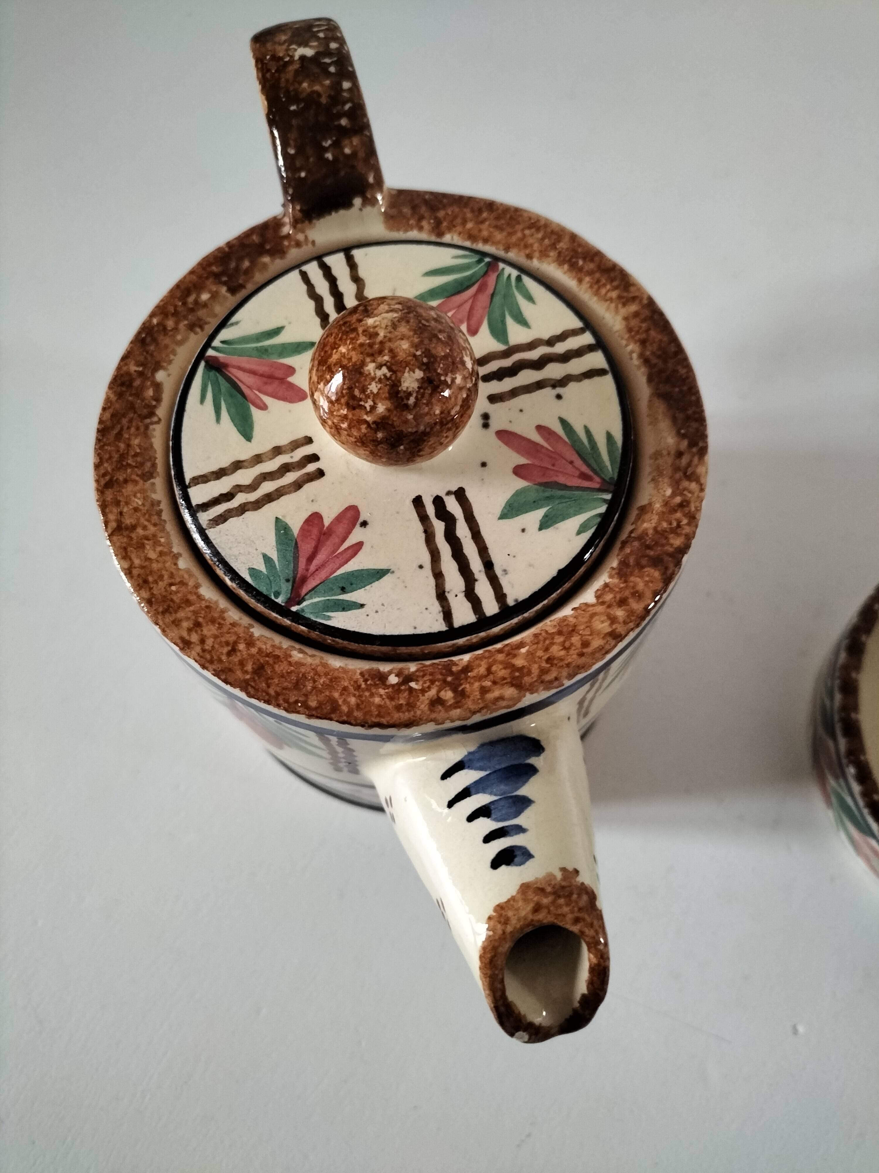 HB Quimper teapot and sugar bowl set