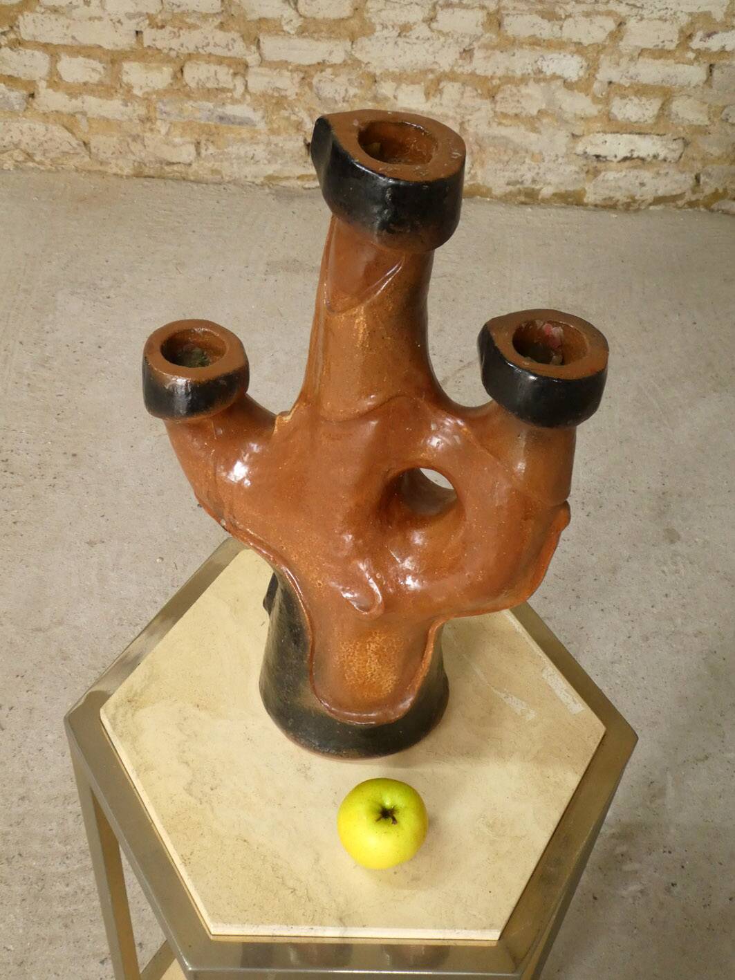 brutalist ceramic candlestick, 1970