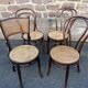 Set of 4 mismatched bistro chairs vintage curved wood