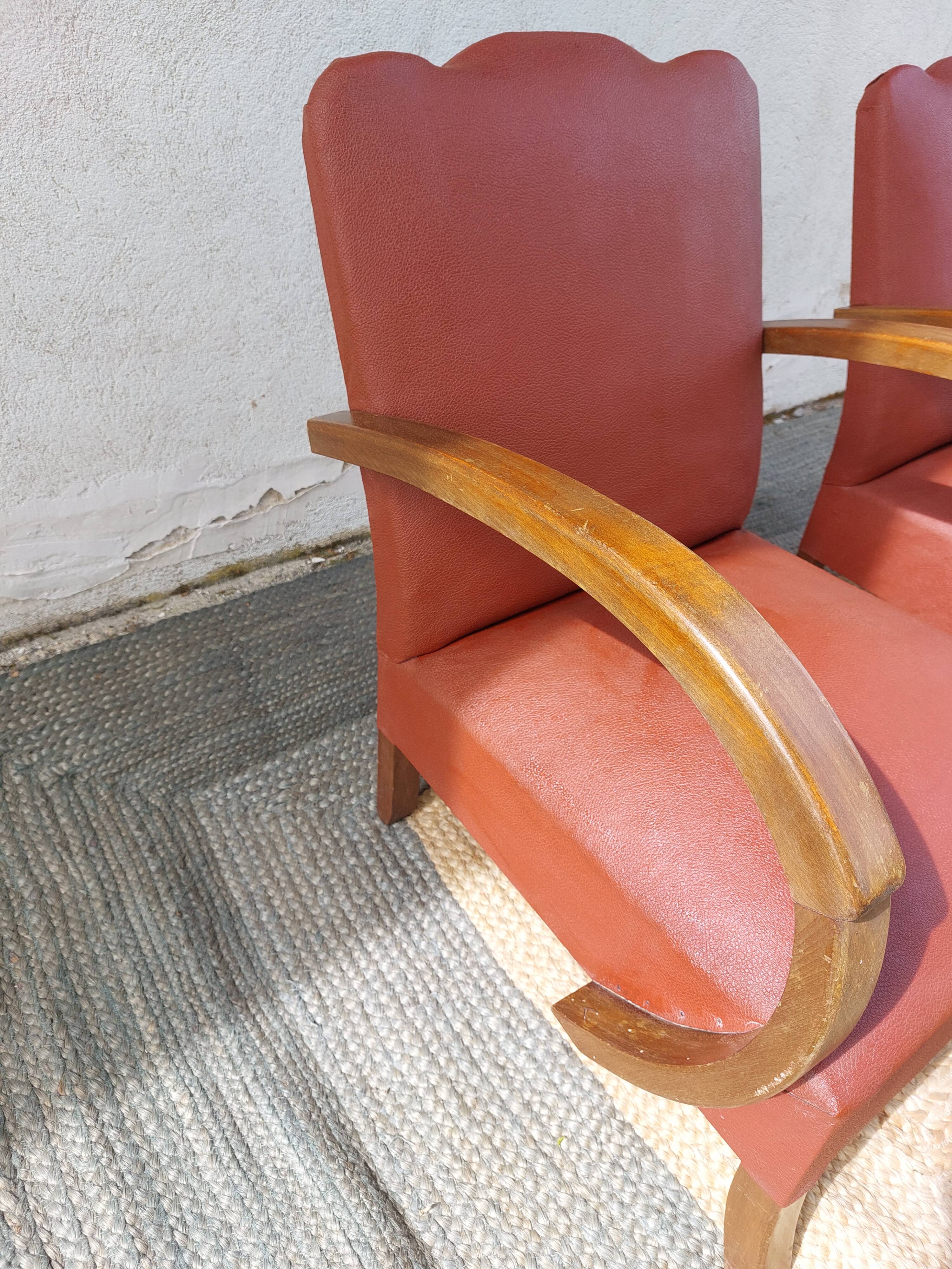 paire de fauteuils art déco, terracotta