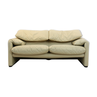 Two-Seat Maralunga Leather Sofa by Vico Magistretti for Cassina