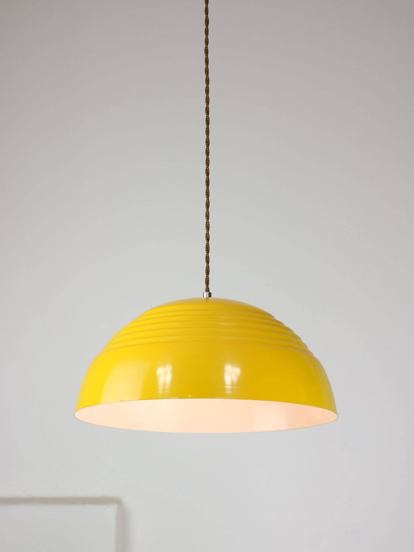 Vintage Restored Yellow Metal Lamp, 80s