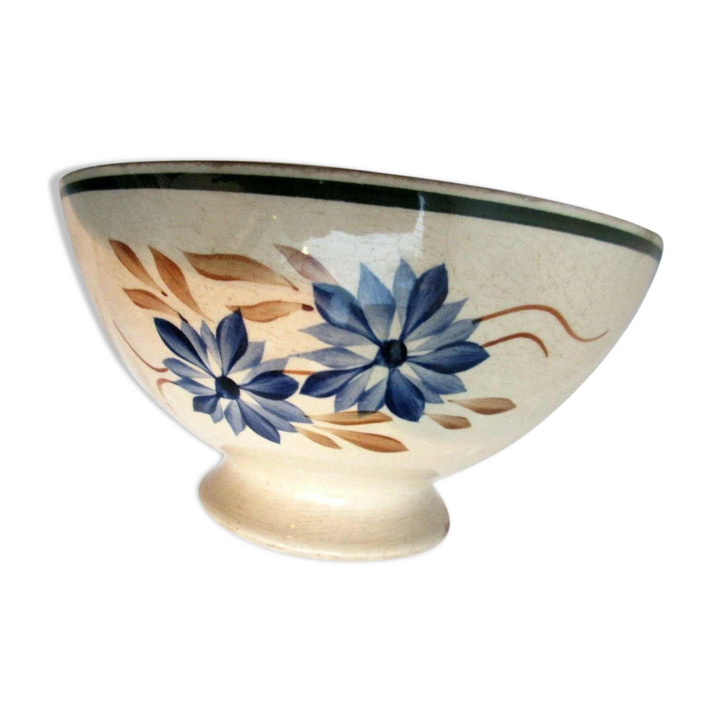 Old bowl signed H - CM Choisy or Creil: Blueberry model