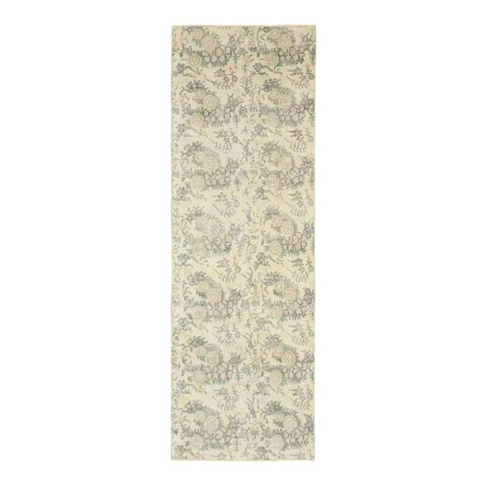 1970s Vintage Turkish Hand-Knotted Wool Cotton Tan Runner Rug 93x287