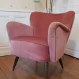 50s 60s armchair pink velvet