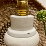 Old lamp foot patinated tinted linen