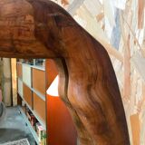 Brutalist olive wood mirror